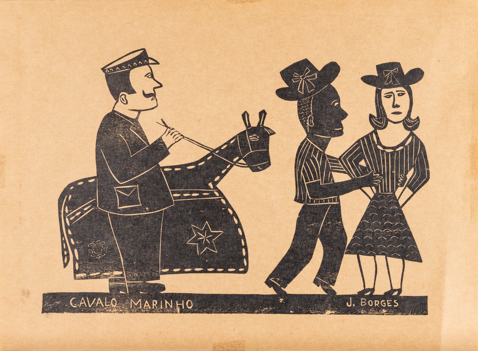 13 J. BORGES Cavalo Marinho Serigrafia em papel craft 27 x 36,5 cm T459