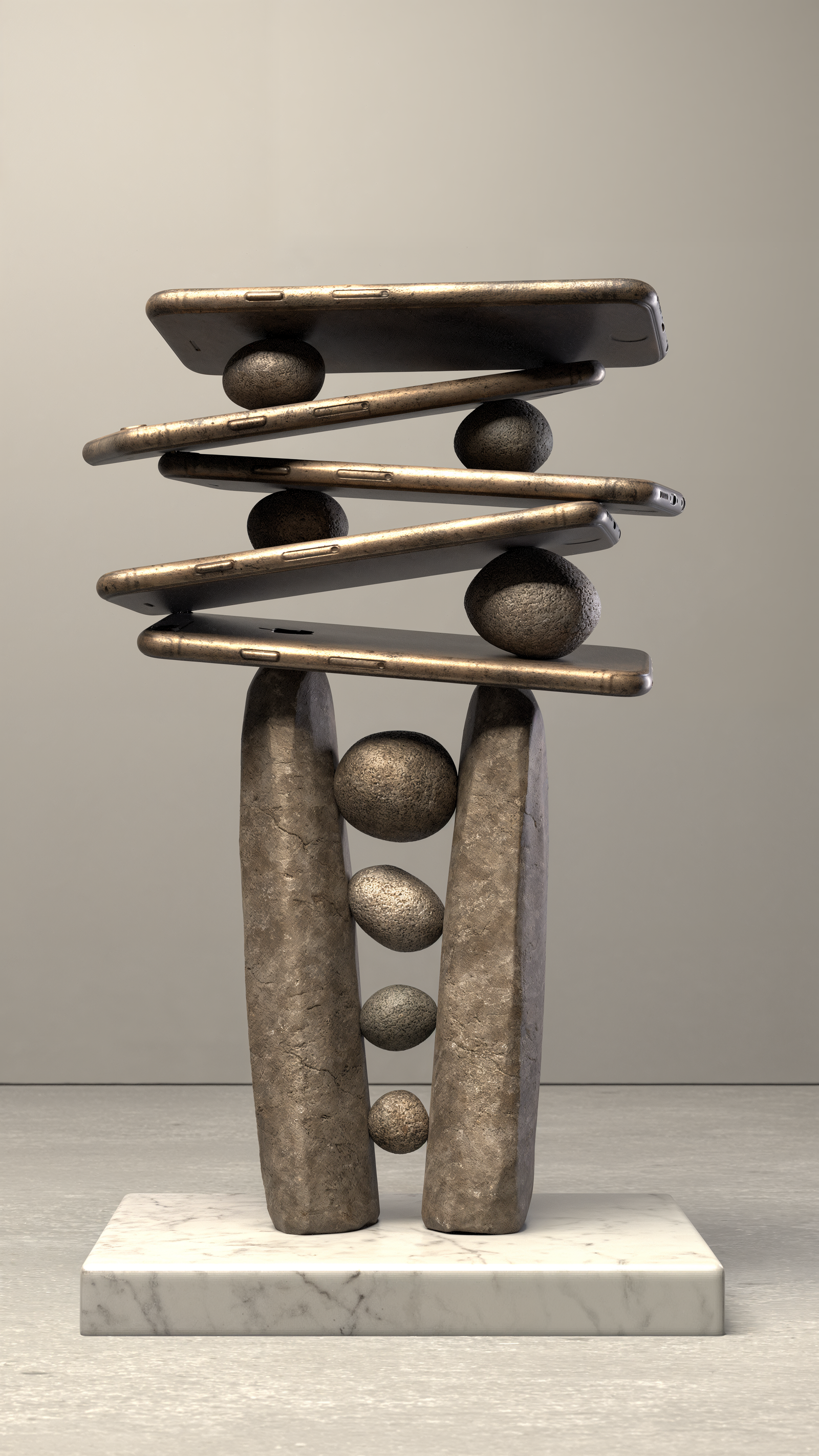 Pausa no Fluxo de Dados, escultura em bronze, 33x21,6x13cm