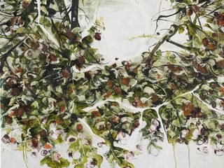 Ana Paula Sirino, Urucum tombado. 2026 Óleo sobre tela 100x100 cm