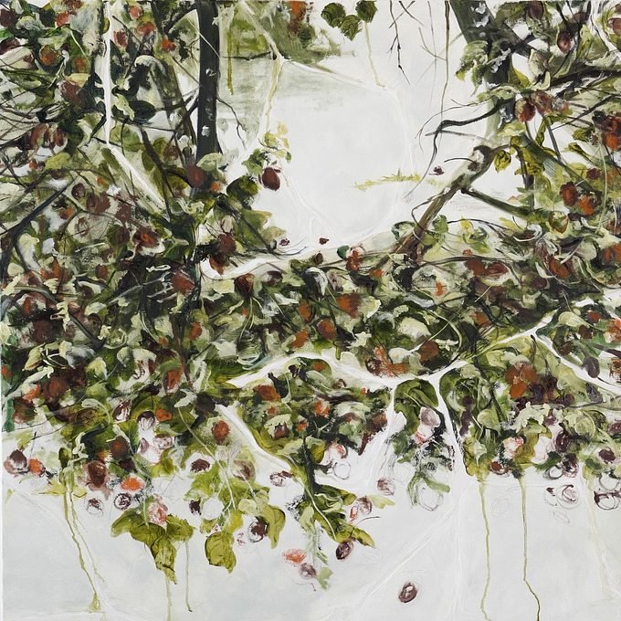 Ana Paula Sirino, Urucum tombado. 2026 Óleo sobre tela 100x100 cm